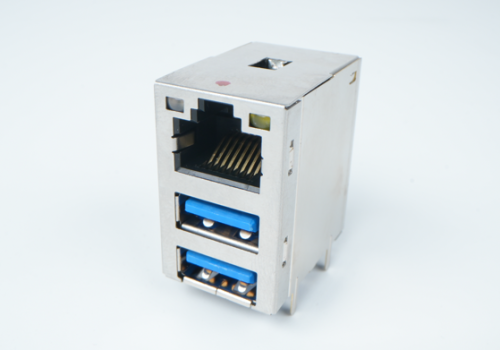 RJ45 Ethernet Jack with Integrated Dual USB 3.0 Combo Connector